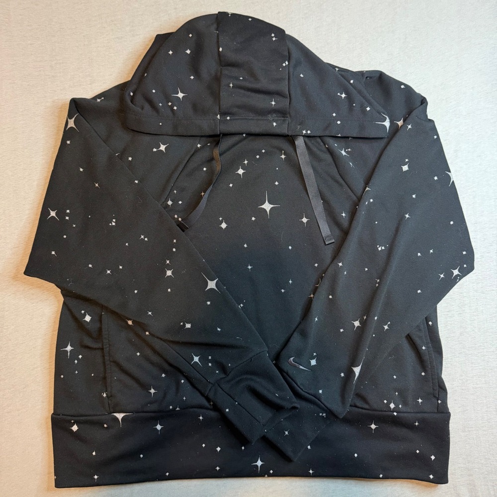 Nike Dri-FIT Hoodie Womens Medium Black Star galaxy night hoodie Sweatshirt